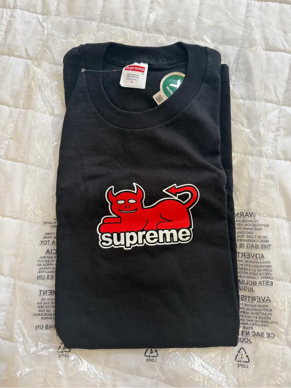 Supreme Black Tee with Red Devil Graphic